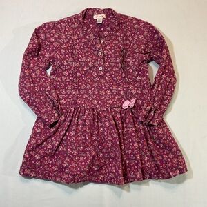 Sweetdil Maroon Pink Florel Flowers Pattern, Size 7 Grils Dress